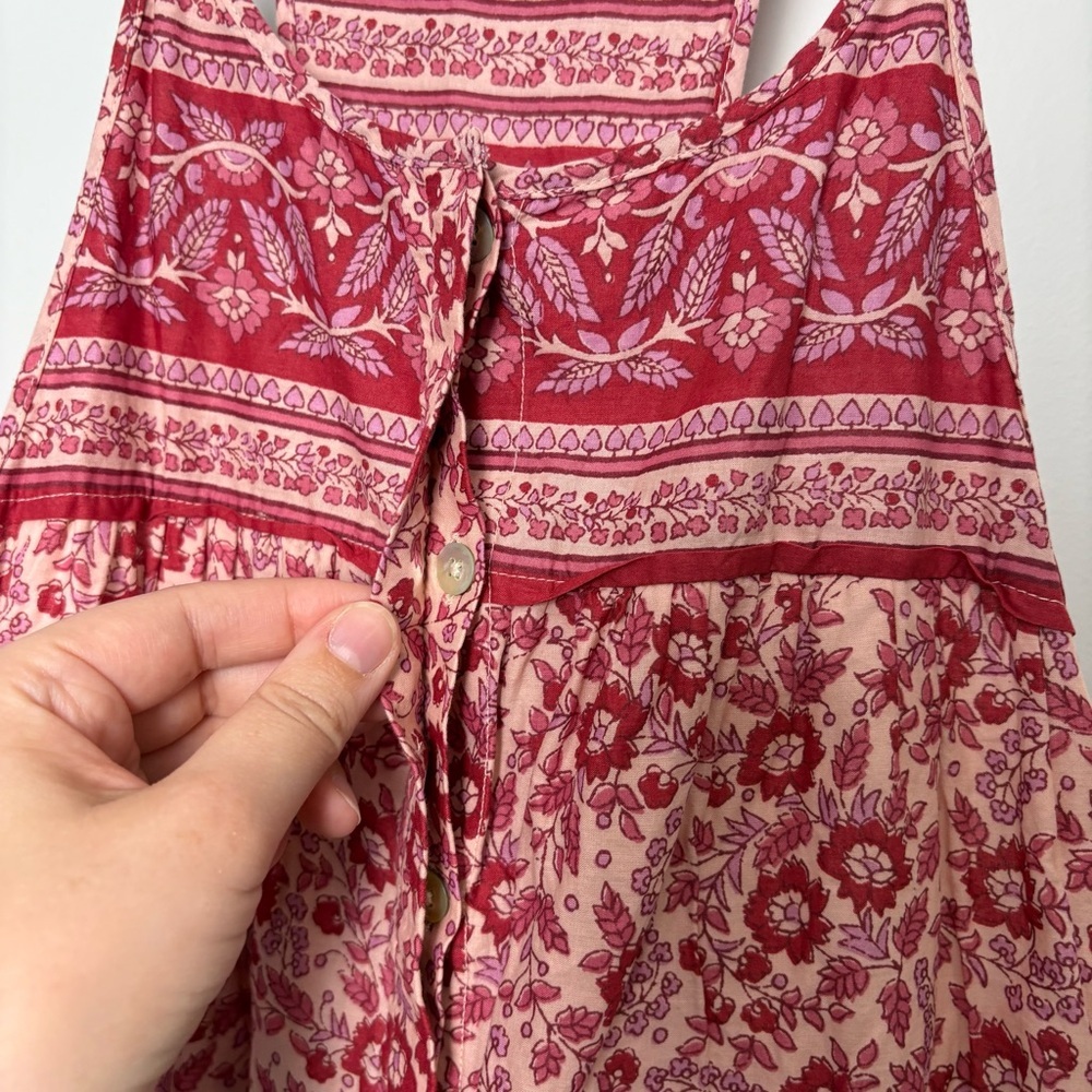 Faherty Adella Boho Red Floral Jumpsuit - Picture 7 of 10